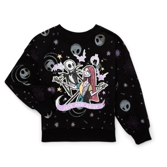 New Girls' Disney Nightmare Before Christmas Sally and Jack Sweatshirt - Picture 1 of 7